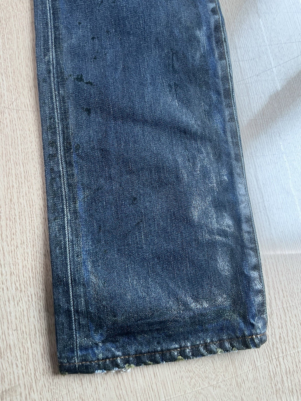 31 dior homme mud wax coated clawmarks Straight Fit denim pants jeans