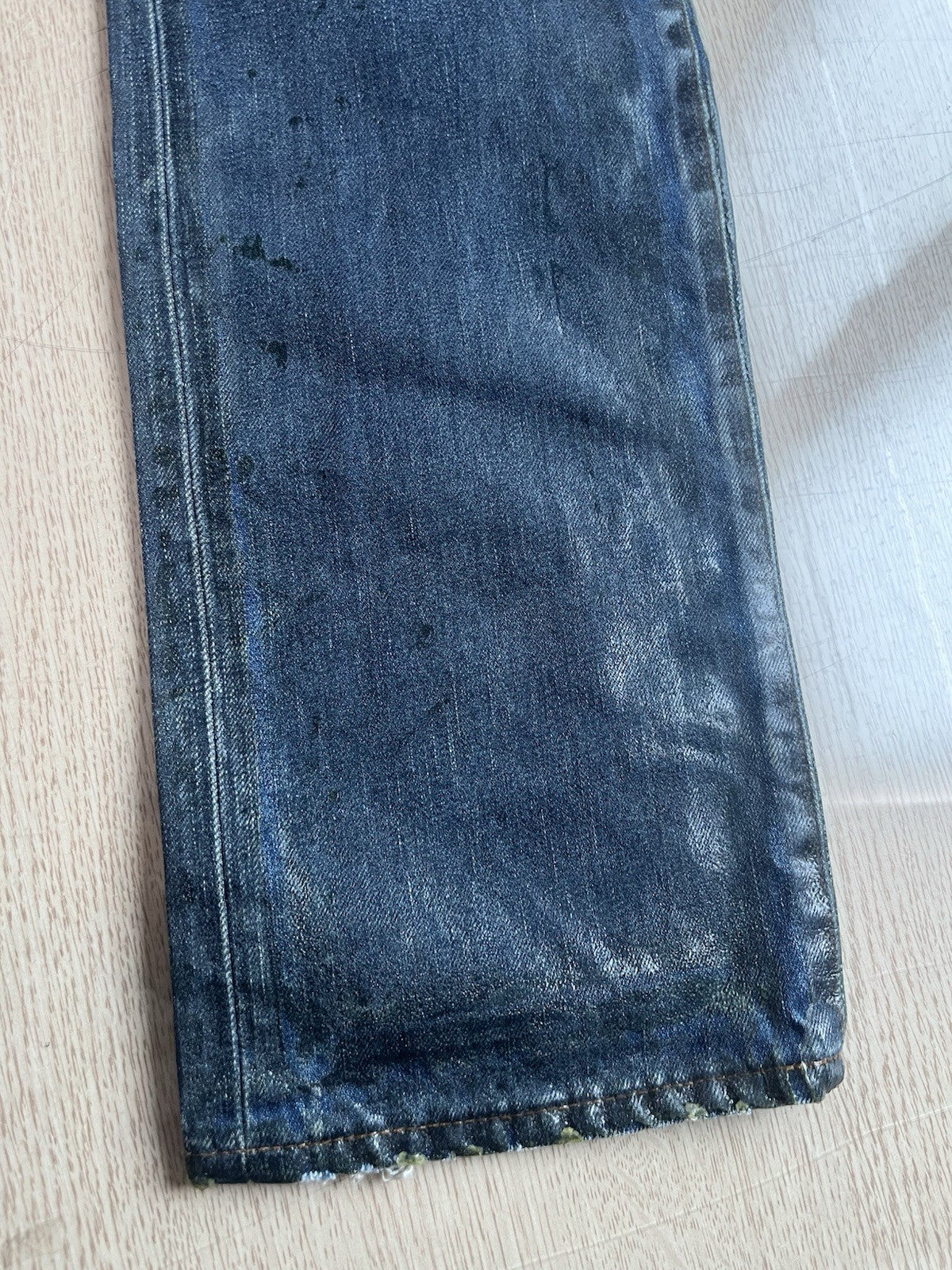 31 dior homme mud wax coated clawmarks Straight Fit denim pants jeans