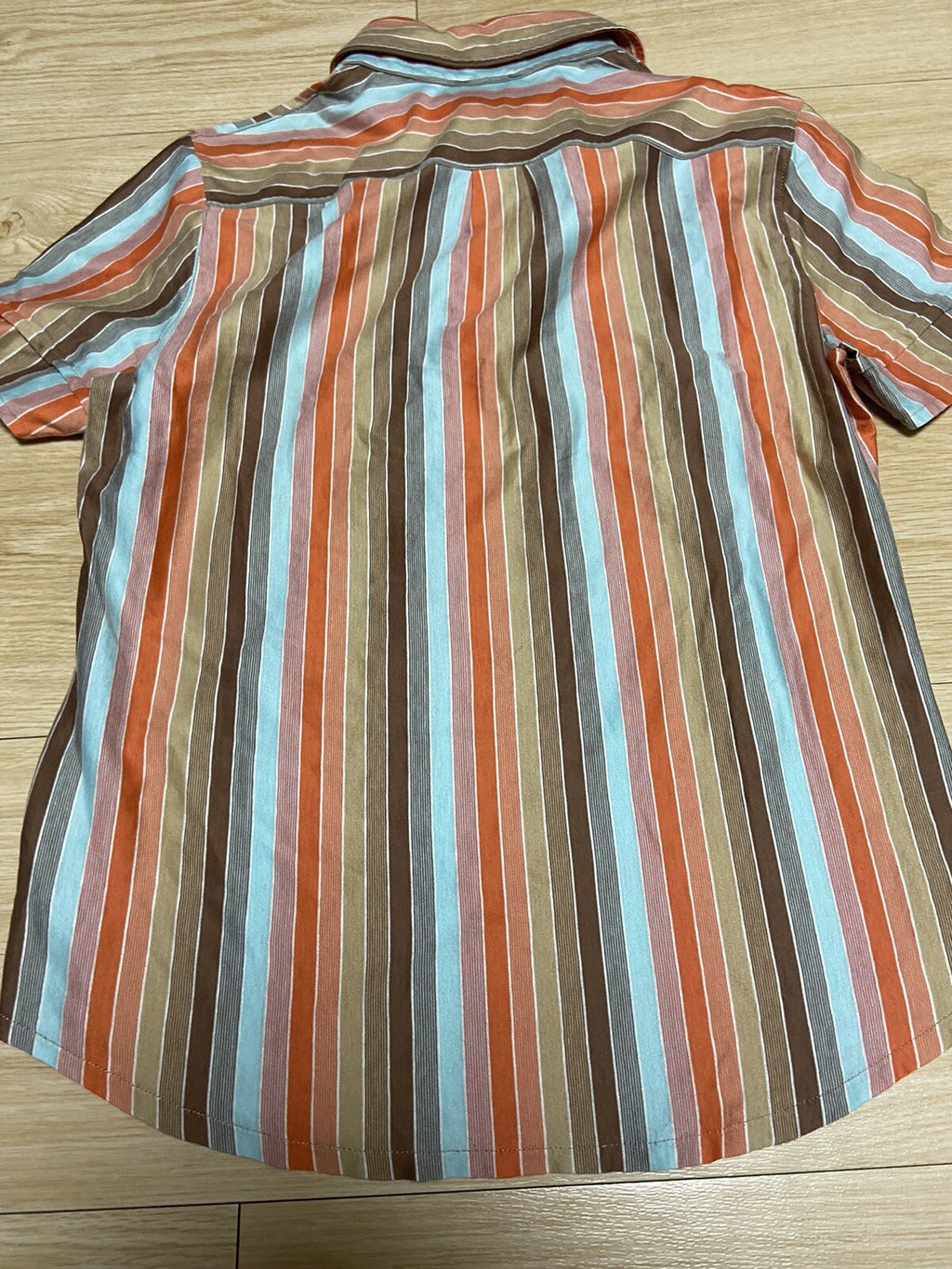 M armhole dart orange stripe button short sleeve polo shirt 90s Vintage Red