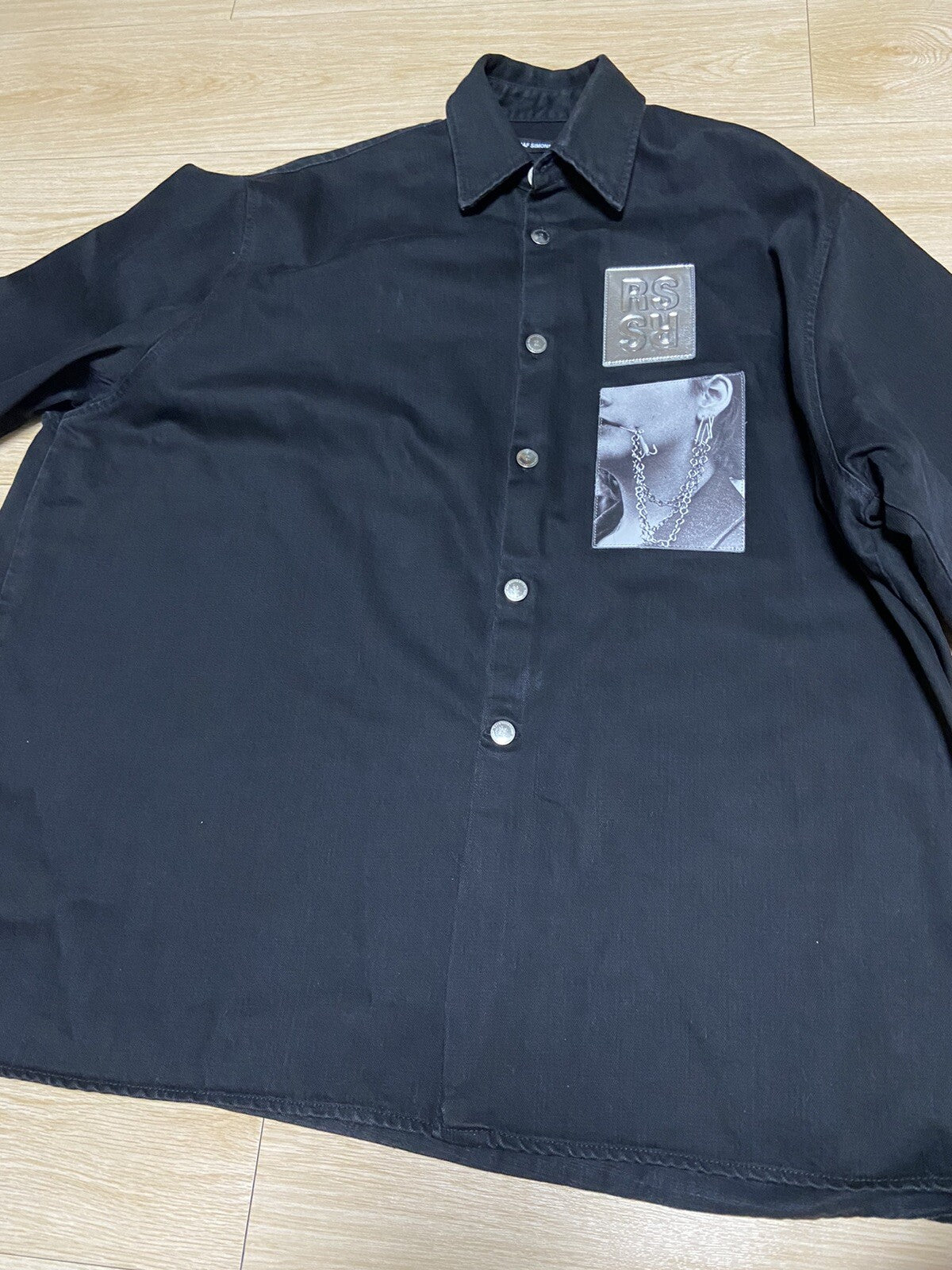 S Raf Simons ss19 oversized Big Fit Double Two patch denim shirt jackrt